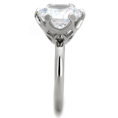 TK1823 - High polished (no plating) Stainless Steel Ring with AAA Grade CZ in Clear-3