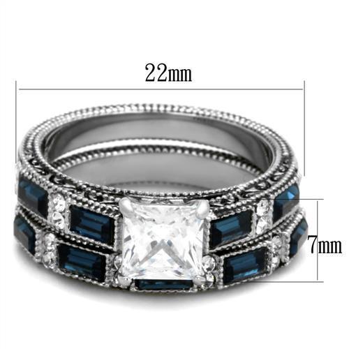 TK1829 - High polished (no plating) Stainless Steel Ring with AAA Grade CZ in Clear-1