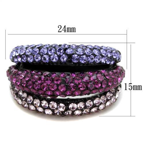 TK1831 - IP Black(Ion Plating) Stainless Steel Ring with Top Grade Crystal in Multi Color-1