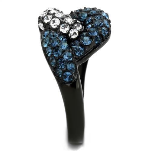 TK1833 - IP Black(Ion Plating) Stainless Steel Ring with Top Grade Crystal in Montana-3