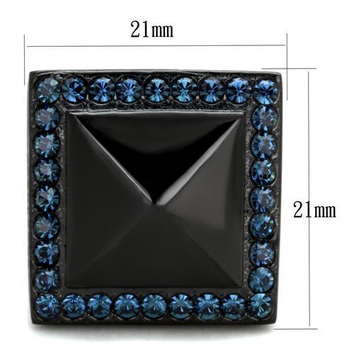 TK1841 - IP Black(Ion Plating) Stainless Steel Ring with Top Grade Crystal in Montana-1