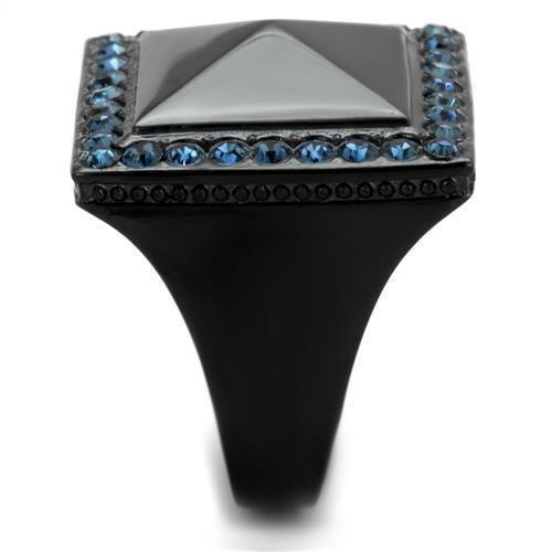 TK1841 - IP Black(Ion Plating) Stainless Steel Ring with Top Grade Crystal in Montana-3