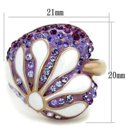 TK1850 - IP Rose Gold(Ion Plating) Stainless Steel Ring with Top Grade Crystal in Multi Color-1