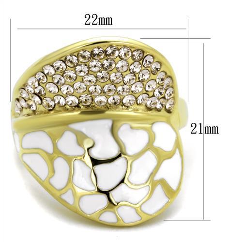 TK1851 - IP Gold(Ion Plating) Stainless Steel Ring with Top Grade Crystal in Clear-1
