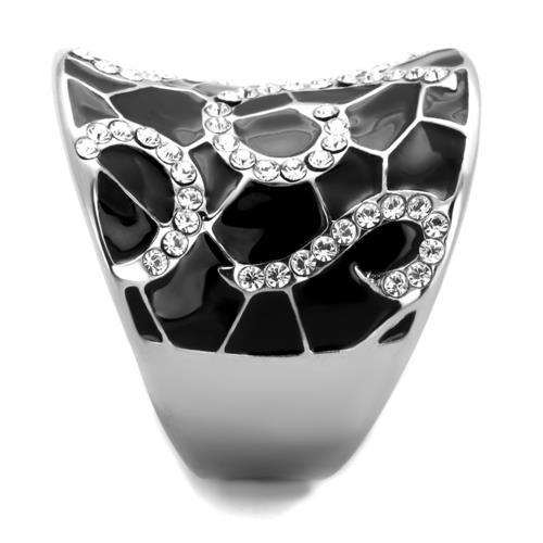 TK1853 - High polished (no plating) Stainless Steel Ring with Top Grade Crystal in Clear-3