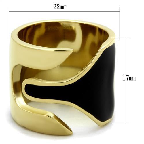 TK1860 - IP Gold(Ion Plating) Stainless Steel Ring with Epoxy in Jet-1