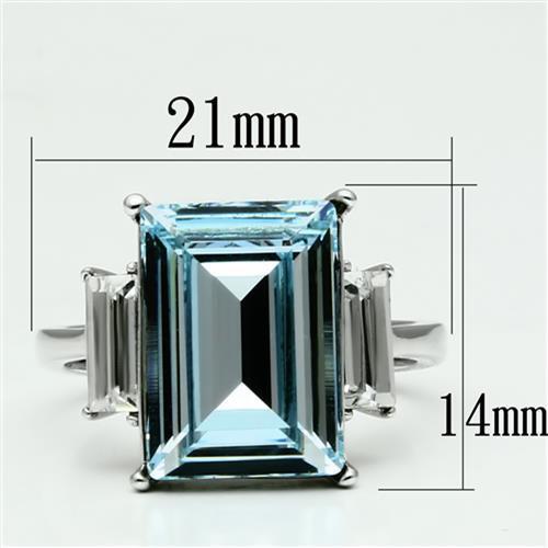 TK1862 - High polished (no plating) Stainless Steel Ring with Top Grade Crystal in Sea Blue-1