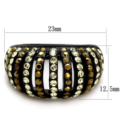 TK1865 - IP Black(Ion Plating) Stainless Steel Ring with Top Grade Crystal in Multi Color-1