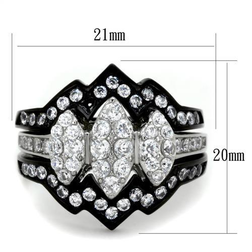 TK1869 - Two-Tone IP Black (Ion Plating) Stainless Steel Ring with AAA Grade CZ in Clear-1