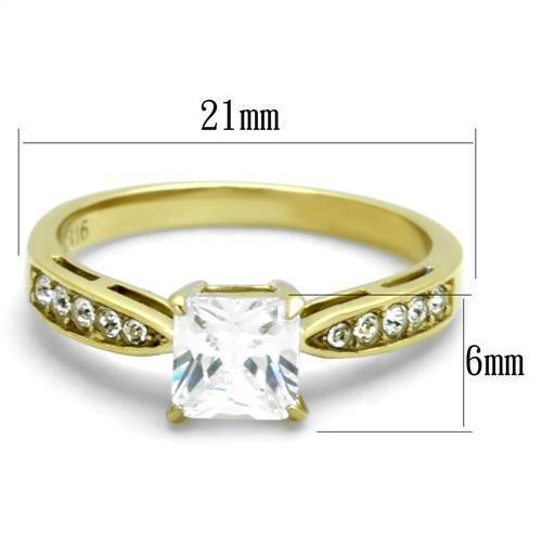 TK1873 - IP Gold(Ion Plating) Stainless Steel Ring with AAA Grade CZ in Clear-1