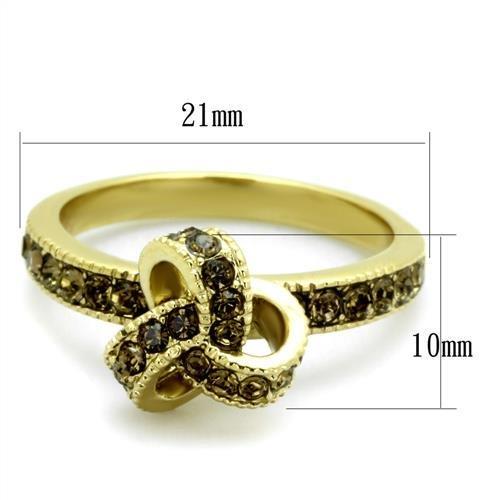 TK1874 - IP Gold(Ion Plating) Stainless Steel Ring with Top Grade Crystal in Smoked Quartz-1