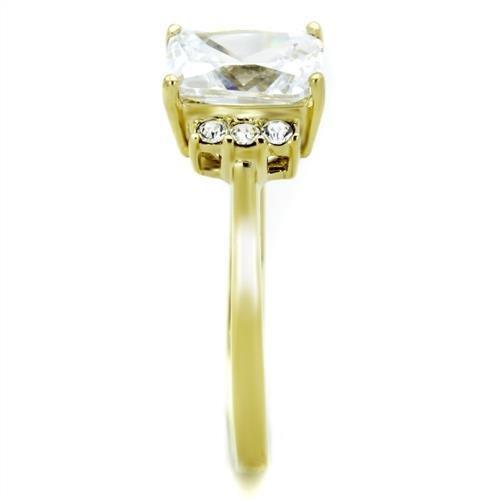 TK1876 - IP Gold(Ion Plating) Stainless Steel Ring with AAA Grade CZ in Clear-3