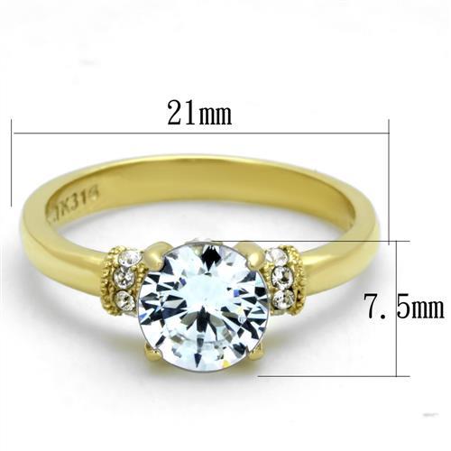 TK1877 - IP Gold(Ion Plating) Stainless Steel Ring with AAA Grade CZ in Clear-1
