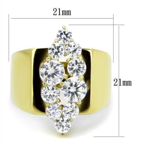 TK1879 - IP Gold(Ion Plating) Stainless Steel Ring with AAA Grade CZ in Clear-1