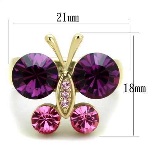 TK1889 - IP Gold(Ion Plating) Stainless Steel Ring with Top Grade Crystal in Amethyst-1