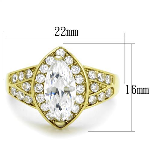 TK1896 - IP Gold(Ion Plating) Stainless Steel Ring with AAA Grade CZ in Clear-1