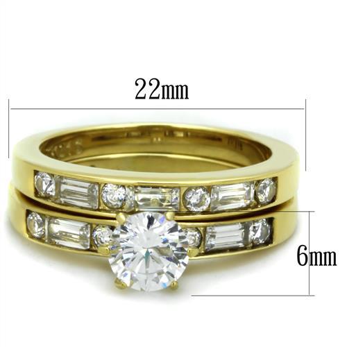 TK1897 - IP Gold(Ion Plating) Stainless Steel Ring with AAA Grade CZ in Clear-1
