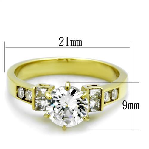 TK1898 - IP Gold(Ion Plating) Stainless Steel Ring with AAA Grade CZ in Clear-1