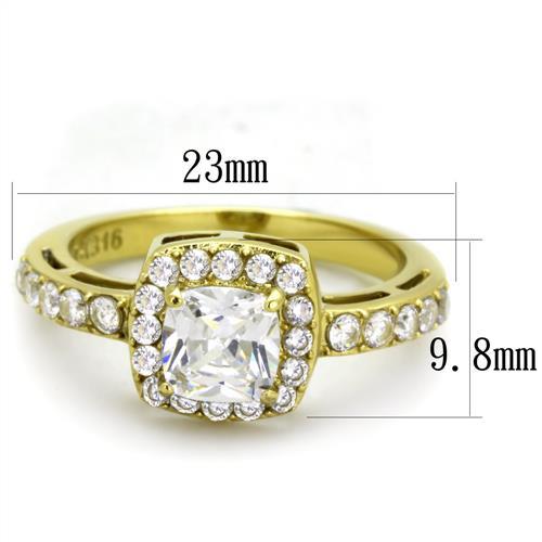 TK1899 - IP Gold(Ion Plating) Stainless Steel Ring with AAA Grade CZ in Clear-1