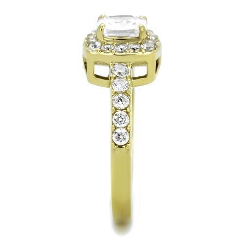 TK1899 - IP Gold(Ion Plating) Stainless Steel Ring with AAA Grade CZ in Clear-3
