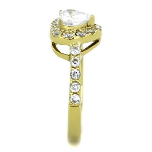 TK1900 - IP Gold(Ion Plating) Stainless Steel Ring with AAA Grade CZ in Clear-3