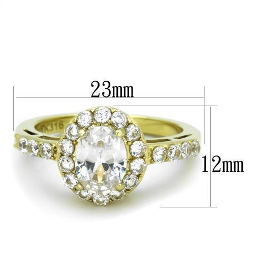 TK1901 - IP Gold(Ion Plating) Stainless Steel Ring with AAA Grade CZ in Clear-1