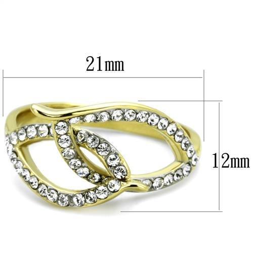 TK1907 - Two-Tone IP Gold (Ion Plating) Stainless Steel Ring with Top Grade Crystal in Clear-1