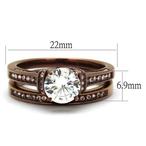 TK1919LC - IP Coffee light Stainless Steel Ring with AAA Grade CZ in Clear-1