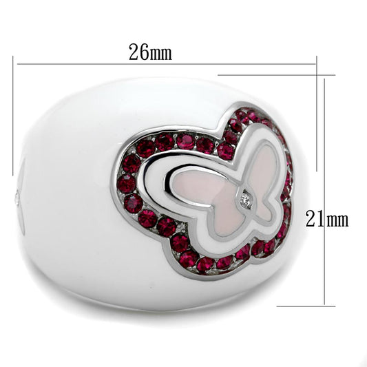 TK1927 - High polished (no plating) Stainless Steel Ring with Top Grade Crystal in Ruby-1
