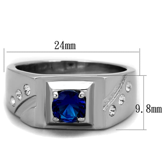 TK1929 - High polished (no plating) Stainless Steel Ring with Synthetic Synthetic Glass in Montana-1