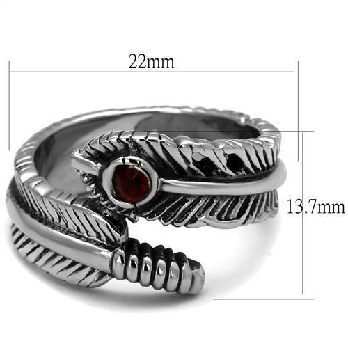 TK1967 - High polished (no plating) Stainless Steel Ring with Top Grade Crystal in Siam-1