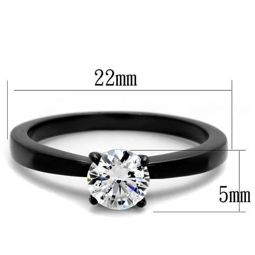 TK2013 - IP Black(Ion Plating) Stainless Steel Ring with AAA Grade CZ in Clear-1