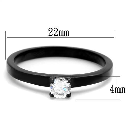 TK2016 - IP Black(Ion Plating) Stainless Steel Ring with AAA Grade CZ in Clear-1