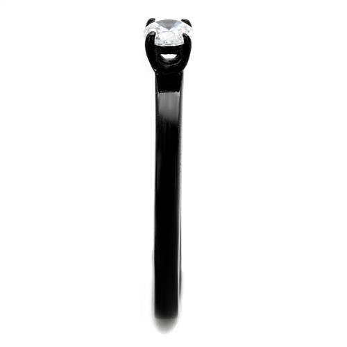 TK2016 - IP Black(Ion Plating) Stainless Steel Ring with AAA Grade CZ in Clear-3