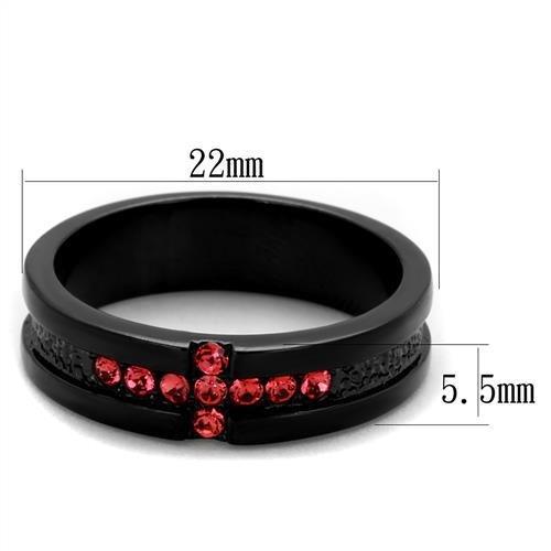 TK2017 - IP Black(Ion Plating) Stainless Steel Ring with Top Grade Crystal in Rose-1