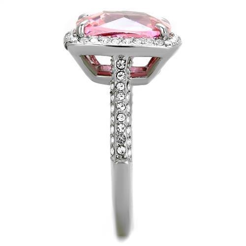 TK2027 - High polished (no plating) Stainless Steel Ring with AAA Grade CZ in Rose-3