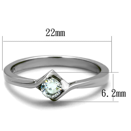 TK2042 - High polished (no plating) Stainless Steel Ring with AAA Grade CZ in Clear-1