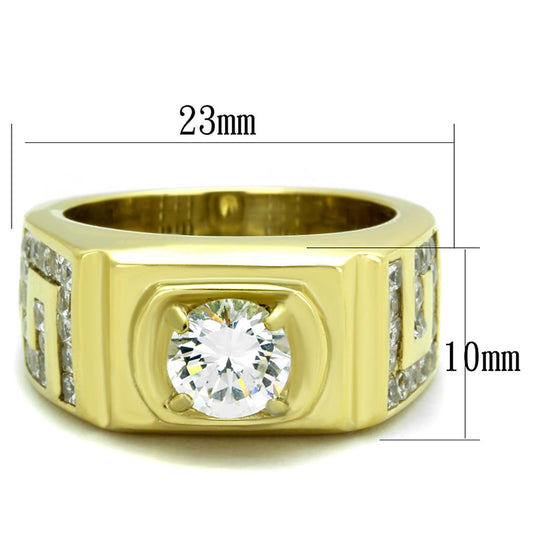 TK2045 - IP Gold(Ion Plating) Stainless Steel Ring with AAA Grade CZ in Clear-1
