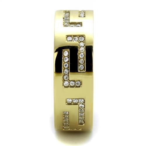 TK2051 - IP Gold(Ion Plating) Stainless Steel Ring with AAA Grade CZ in Clear-3