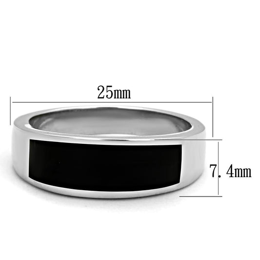 TK2062 - High polished (no plating) Stainless Steel Ring with Epoxy in Jet-1