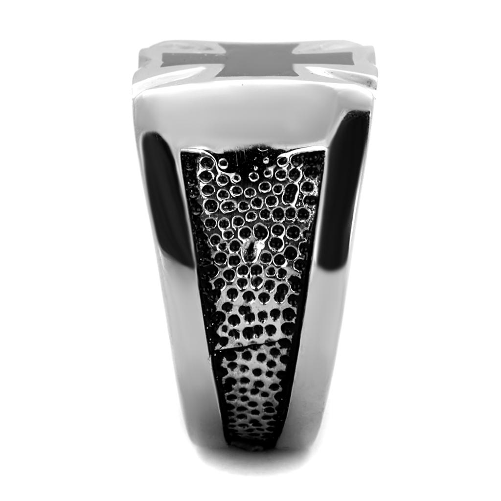 TK2064 - High polished (no plating) Stainless Steel Ring with Epoxy in Jet-3