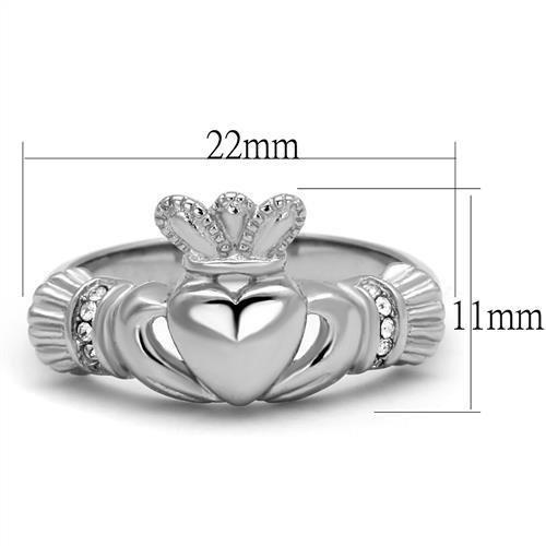 TK2094 - High polished (no plating) Stainless Steel Ring with Top Grade Crystal in Clear-1