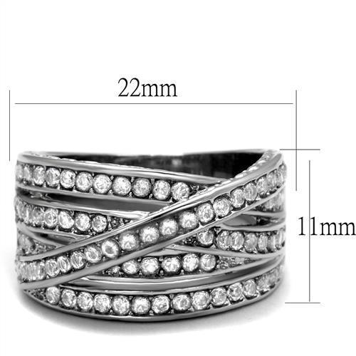 TK2096 - High polished (no plating) Stainless Steel Ring with AAA Grade CZ in Clear-1