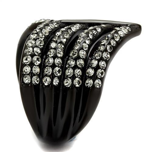 TK2097 - IP Black(Ion Plating) Stainless Steel Ring with Top Grade Crystal in Black Diamond-3