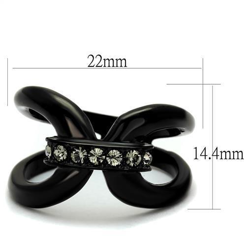 TK2098 - IP Black(Ion Plating) Stainless Steel Ring with Top Grade Crystal in Black Diamond-1