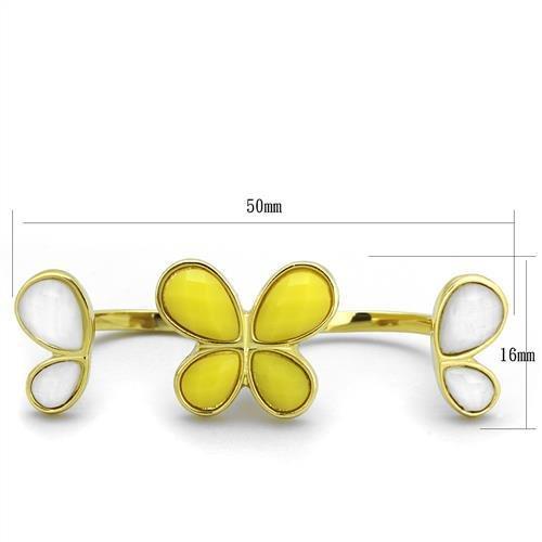 TK2101 - IP Gold(Ion Plating) Stainless Steel Ring with Synthetic Synthetic Stone in Citrine Yellow-1