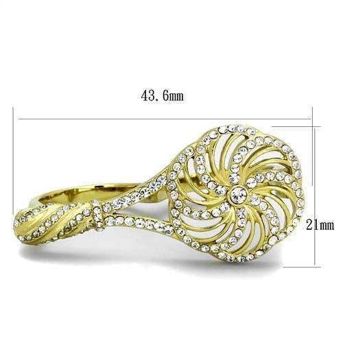 TK2107 - IP Gold(Ion Plating) Stainless Steel Ring with Top Grade Crystal in Clear-1