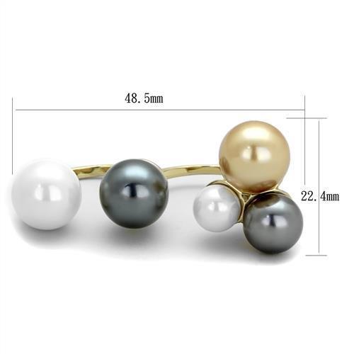 TK2108 - IP Gold(Ion Plating) Stainless Steel Ring with Synthetic Pearl in Multi Color-1