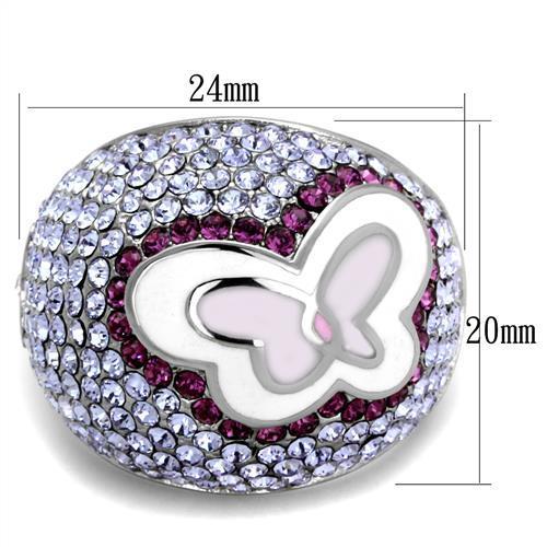 TK2125 - High polished (no plating) Stainless Steel Ring with Top Grade Crystal in Multi Color-1