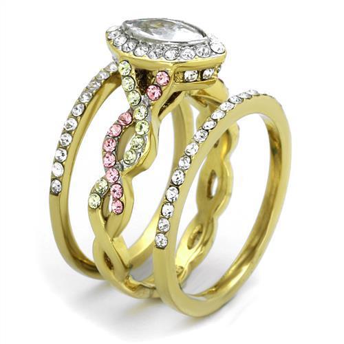 TK2129 - Two-Tone IP Gold (Ion Plating) Stainless Steel Ring with AAA Grade CZ in Clear-3
